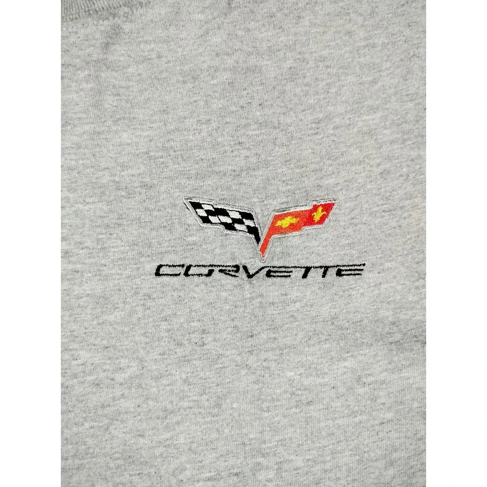 Gildan Corvette Shirt Mens Medium Gray Graphic Tee Chevy Sports Car Automotive